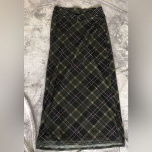 Urban Outfitters Green Plaid Maxi Skirt with Purple Accents
